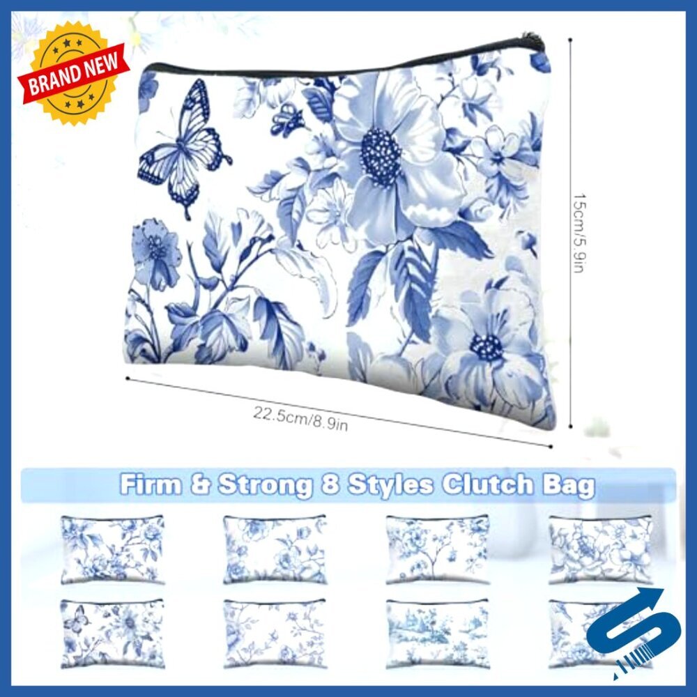 Floral Cosmetic Bags Bulk Set Canvas Travel Zipper Pouches Elegant Retro - Picture 2 of 6